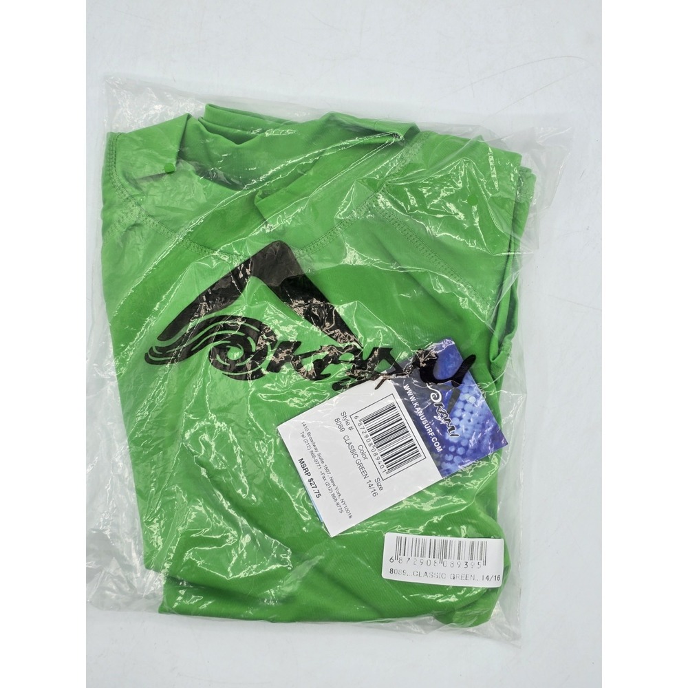Kanu Surf Boys' Fiji UPF 50+ Sun Protective‎ Rashguard Green Size 14-16